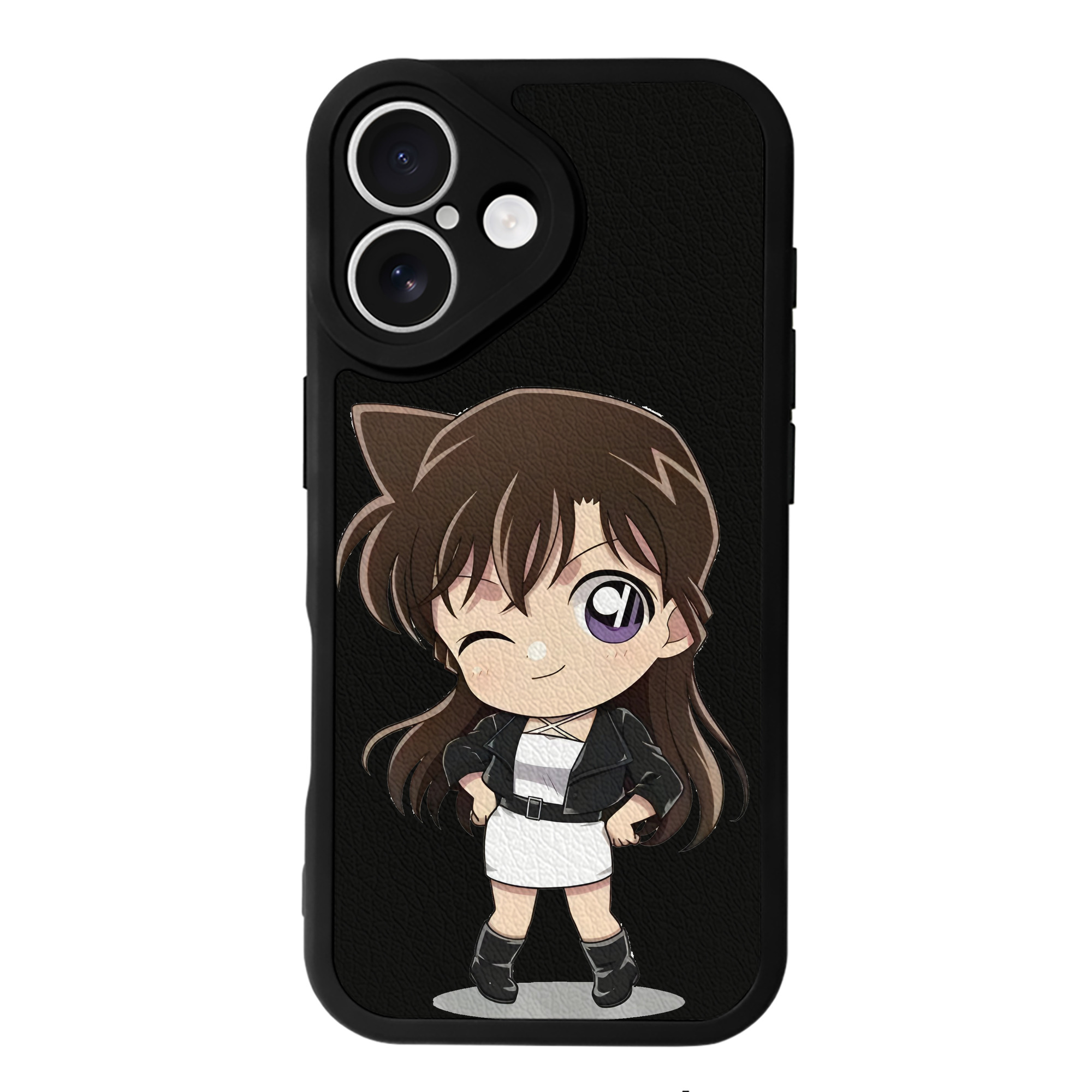 （画像用） 名探偵コナン 毛利 蘭 もうり らん、モーリ ラン Detective Conan Rachel Moore 【iPhone 16シリーズ対応】シリコンスマホケース（レザー調） 材質：シリコン